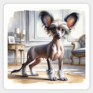 Watercolor Puppies Chinese Crested - Cute Puppy Sticker